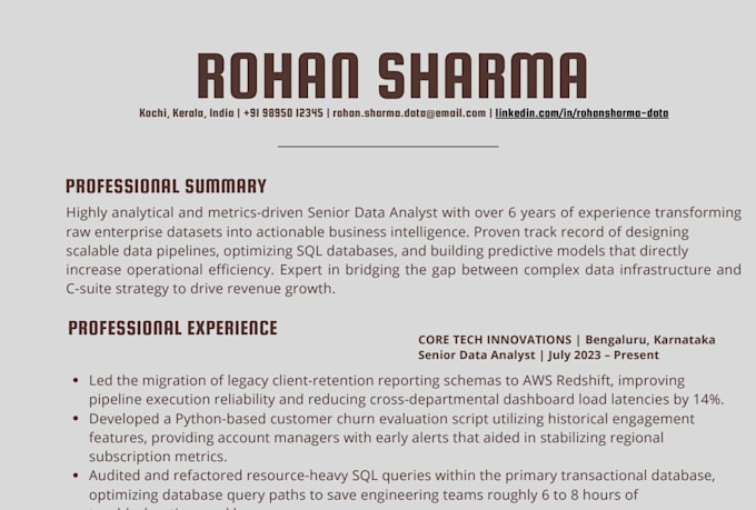 design an ats friendly tech, IT, or data analyst resume